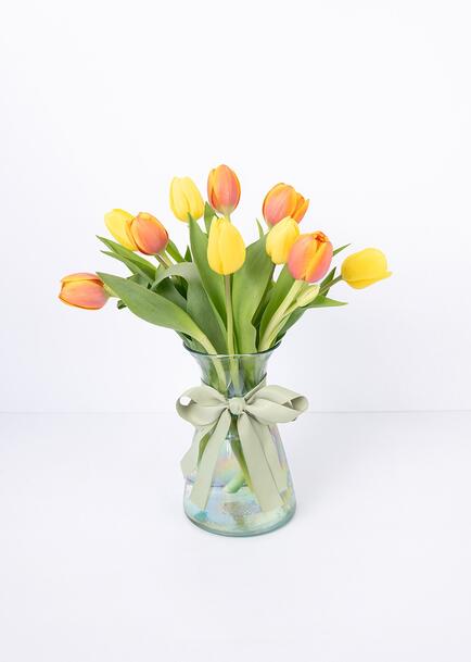 10 Tulipanes Naranjas y Amarillos