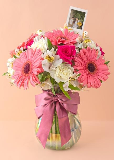 Personaliza con Mini Foto Gerberas y Rosas