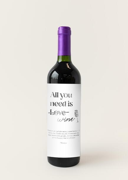 Personaliza Vino concha y toro con etiqueta "All you need is love"