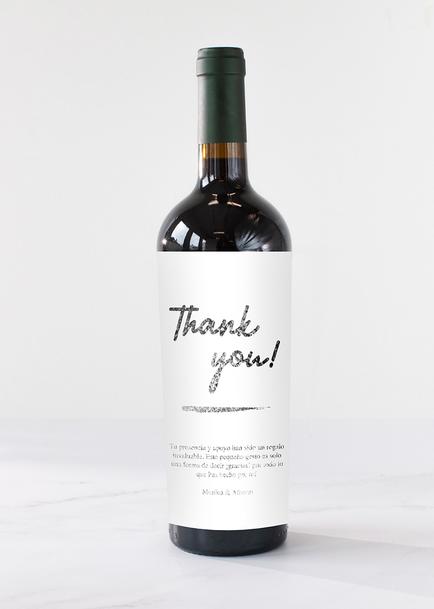 Personaliza Vino Tablas con Etiqueta "Thank you"