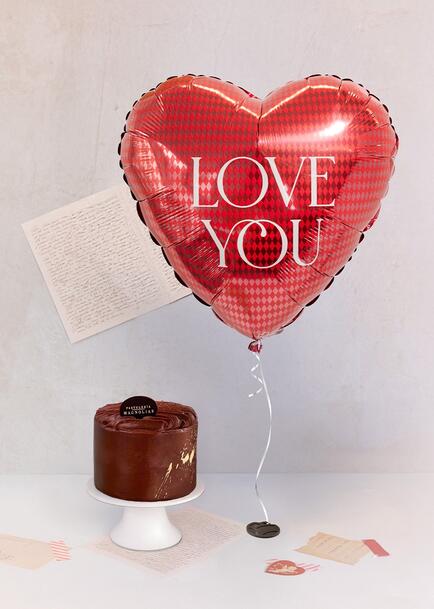 Pastel Vainilla Cocoa Magnolias con Globo ''Love You''