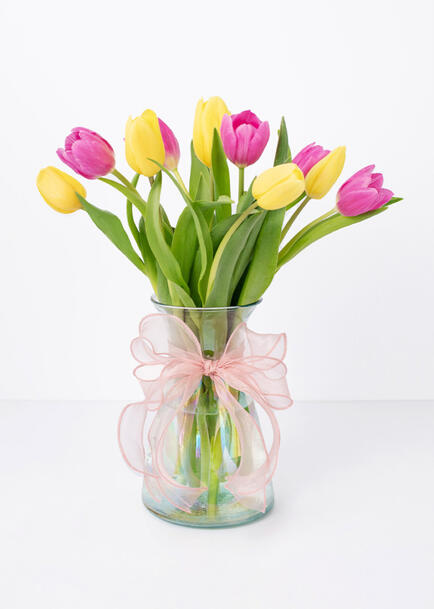 10 Tulipanes Fucsia y Amarillos