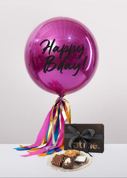 Dulce Sorpresa: Brownies con Globo Orbz Magenta Happy Bday!