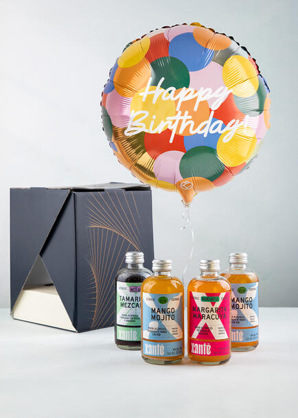 4 Pack Cocktails y Globo Happy Birthday