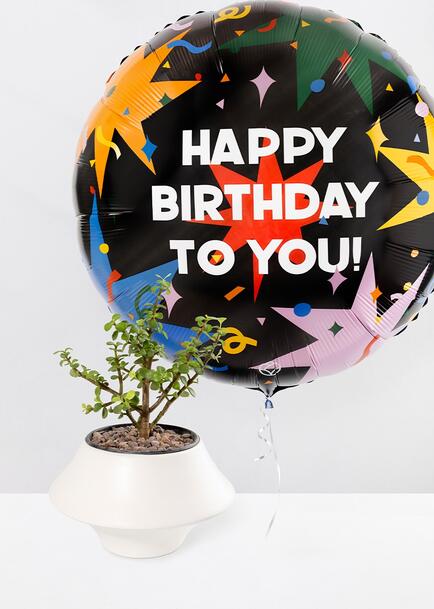 &Aacute;rbol de la Abundancia con Globo "Happy Birthday" Gigante	