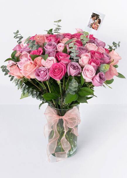 Arreglo de 50 Rosas Rosa con Mini Foto