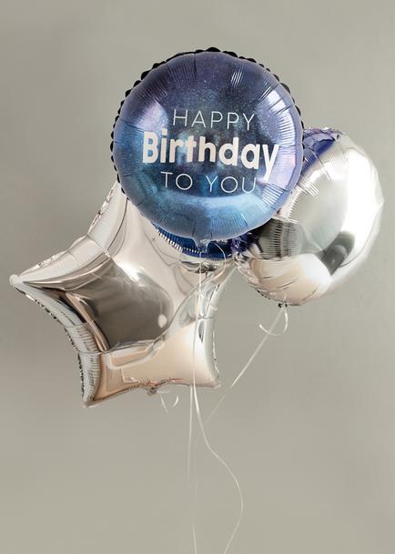 Arreglo de Globos "Happy Birthday" Azul