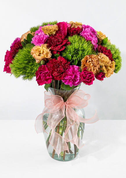 Arreglo de Lisianthus y Claveles Morados