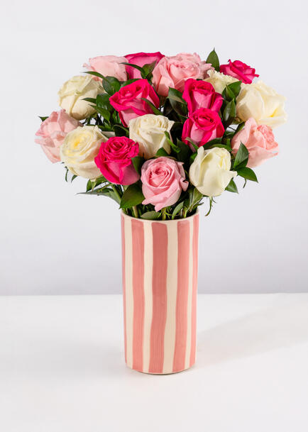 Arreglo de Rosas Rosas y Blancas