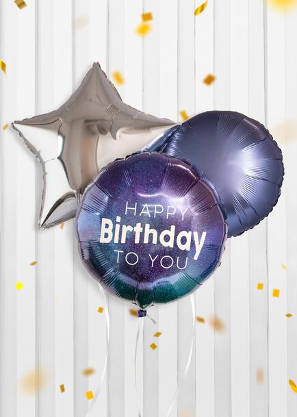 Arreglo de Globos "Happy Birthday" Azul