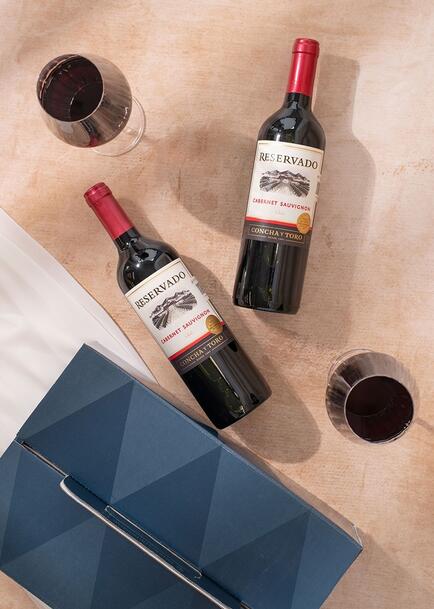 Canasta con 2 Vinos Tinto Reservado Concha y Toro