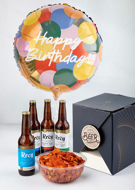 Cerveza Rrey con Botanas y Globo