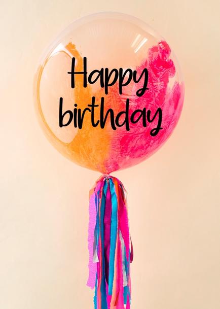 Globo Burbuja "Happy birthday" Coral