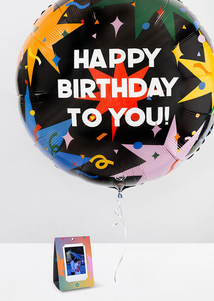 Globo Gigante Happy Birthday con Polaroid 