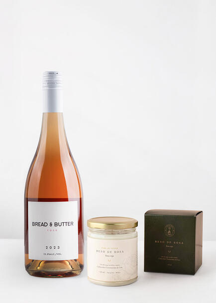 Kit Ros&eacute; con Vela y Vino