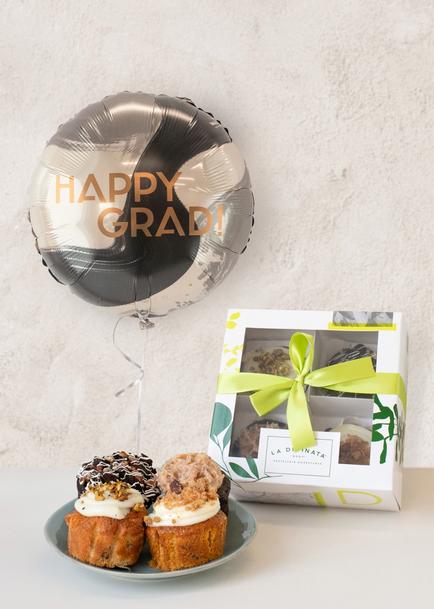 Muffins Divinata con Globo "Happy Grad"