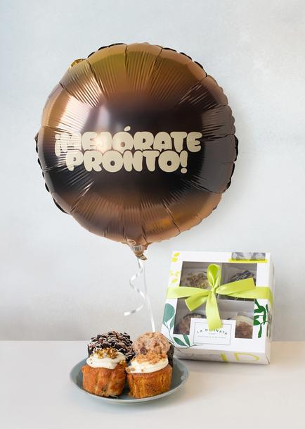 Muffins Divinata con Globo "Mejorate Pronto"