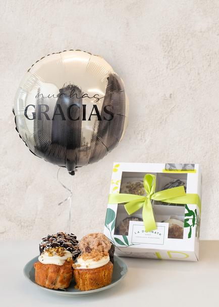 Muffins Divinata con Globo "Muchas Gracias"
