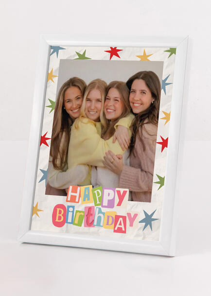 Personaliza Marco Grande Blanco "Pastel Star Collage"