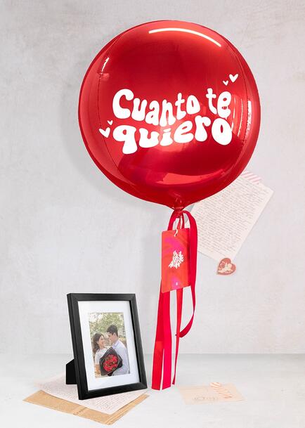 Personaliza Marco Negro con Globo "Cuanto Te Quiero"
