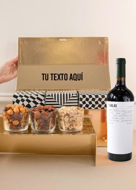Personaliza Regalo con Vino Tinto y Botanas
