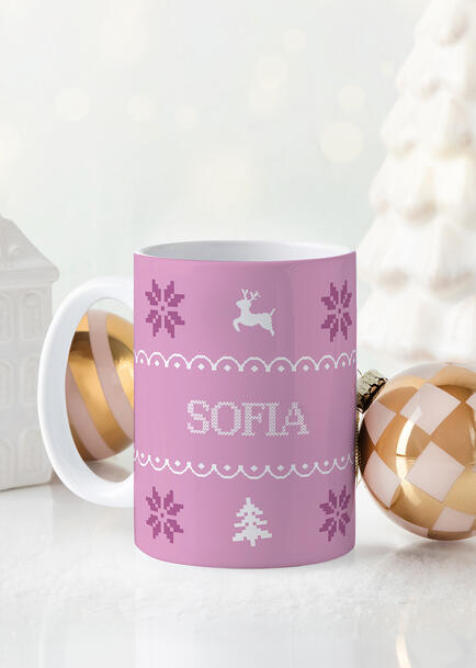 Personaliza Taza Diseño "Ugly Sweater (Rosa)" 15oz