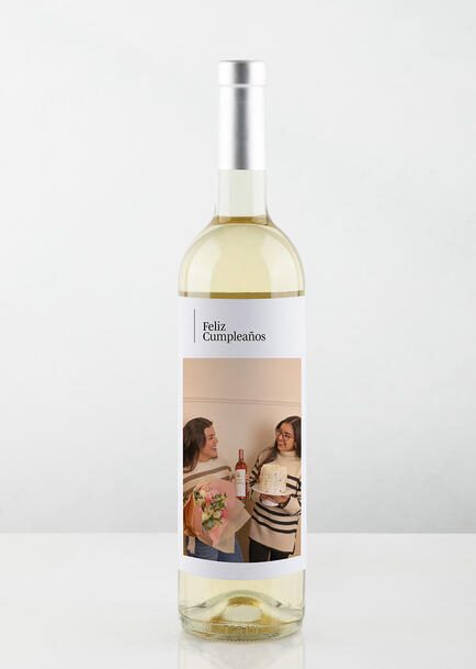 Personaliza Vino 2V "Feliz Cumpleaños" con Foto