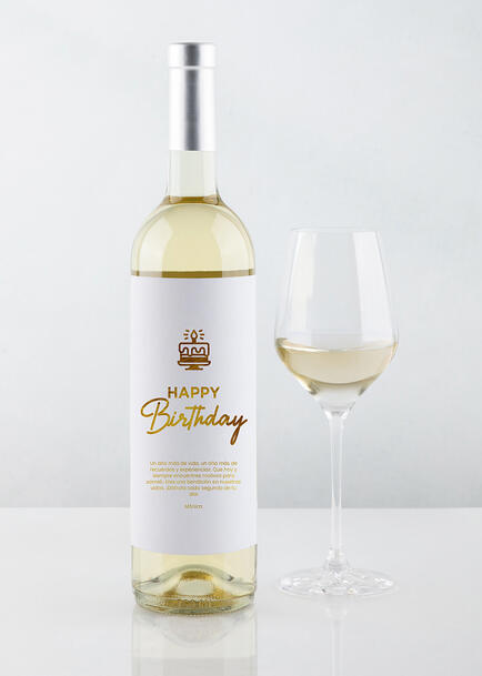 Personaliza Vino 2V con Etiqueta "Happy birthday"