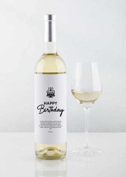 Personaliza Vino 2V con Etiqueta "Happy birthday"