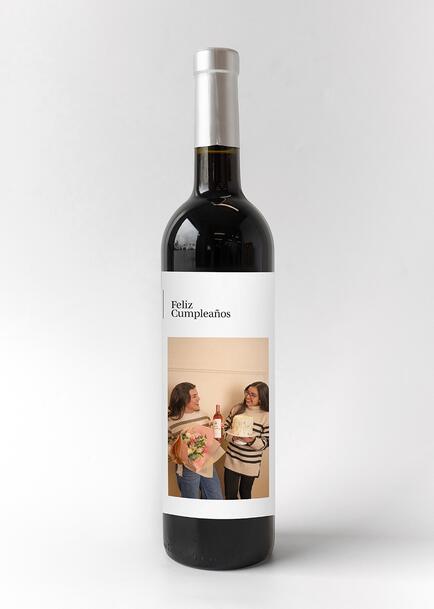 Personaliza Vino 3V "Feliz Cumpleaños" con foto