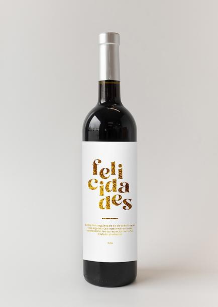 Personaliza Vino 3V con etiqueta"Felicidades"