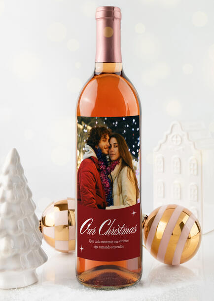 Personaliza Vino Beringer con etiqueta "Our Christmas"
