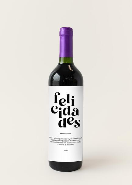 Vino Personalizado Tinto con Etiqueta "Felicidades"