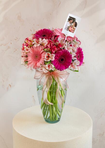 Personaliza con Mini Foto Gerberas Rosas