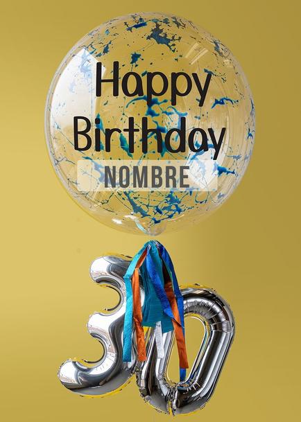 Personaliza tu Globo Splash "HBD" Azul
