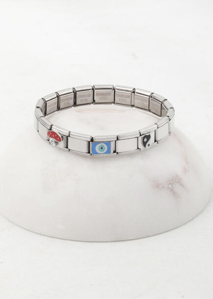 Pulsera Italiana Charms Good Vibes color Plata Lorenza