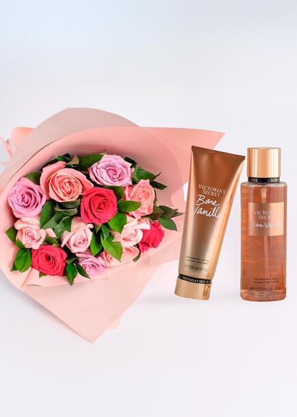 Rosas Rojas con Crema y Body Vainilla