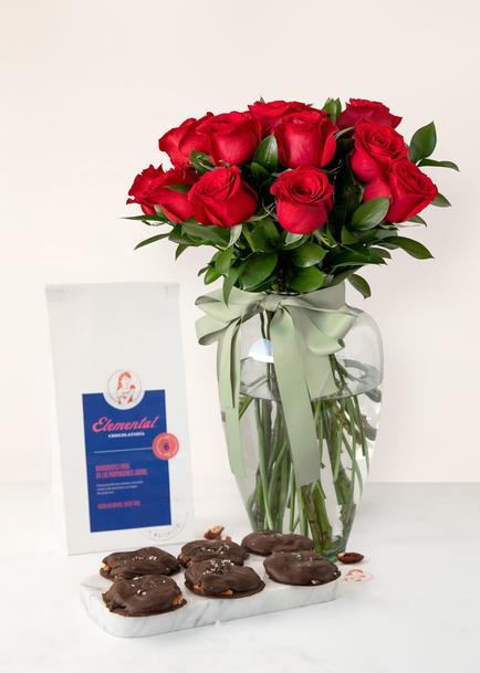 Rosas Rojas con Tortugas Elemental Chocolater&iacute;a