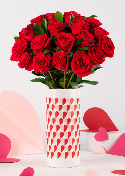 Rosas Rojas en Jarr&oacute;n Hearts Everywhere