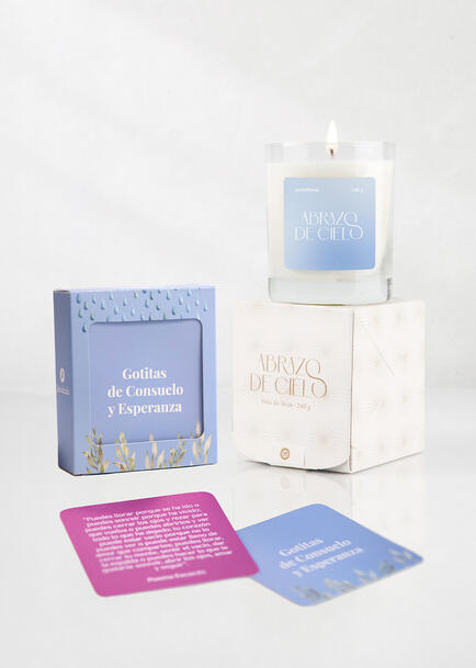 Vela Abrazo de Cielo con Gotitas de Consuelo