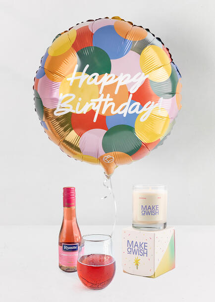 Regalo con Vela, Vino y Globo