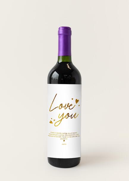 Personaliza Vino concha y toro con etiqueta  "Love you"