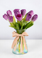 Imagen preview para 10 Tulipanes Morados en Jarrón - 1