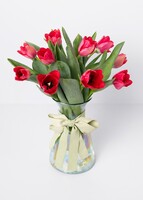 Imagen preview para 10 Tulipanes Rojos en Jarrón - 1
