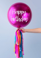 Imagen preview para Globo Esfera Magenta "Happy Birthday" y Bollos Magnolias - 4