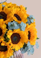 Imagen preview para 20 Girasoles en Jarrón rosa translúcido - 4