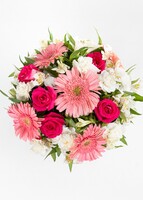 Imagen preview para 5 gerberas y rosas en jarrón tornasol - 3