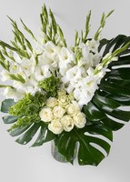 Imagen preview para Gladiolas y Rosas blancas en jarrón - 2