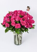 Imagen preview para Arreglo de 50 Rosas Rosa con Mini Foto - 1