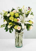 Imagen preview para Arreglo de Casablancas y Claveles con Mini Foto - 1